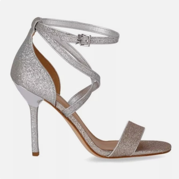 Michael Kors Shoes - New Without Box Michael Kors Astrid Glitter Embellished Silver/Gold Heels 7.5